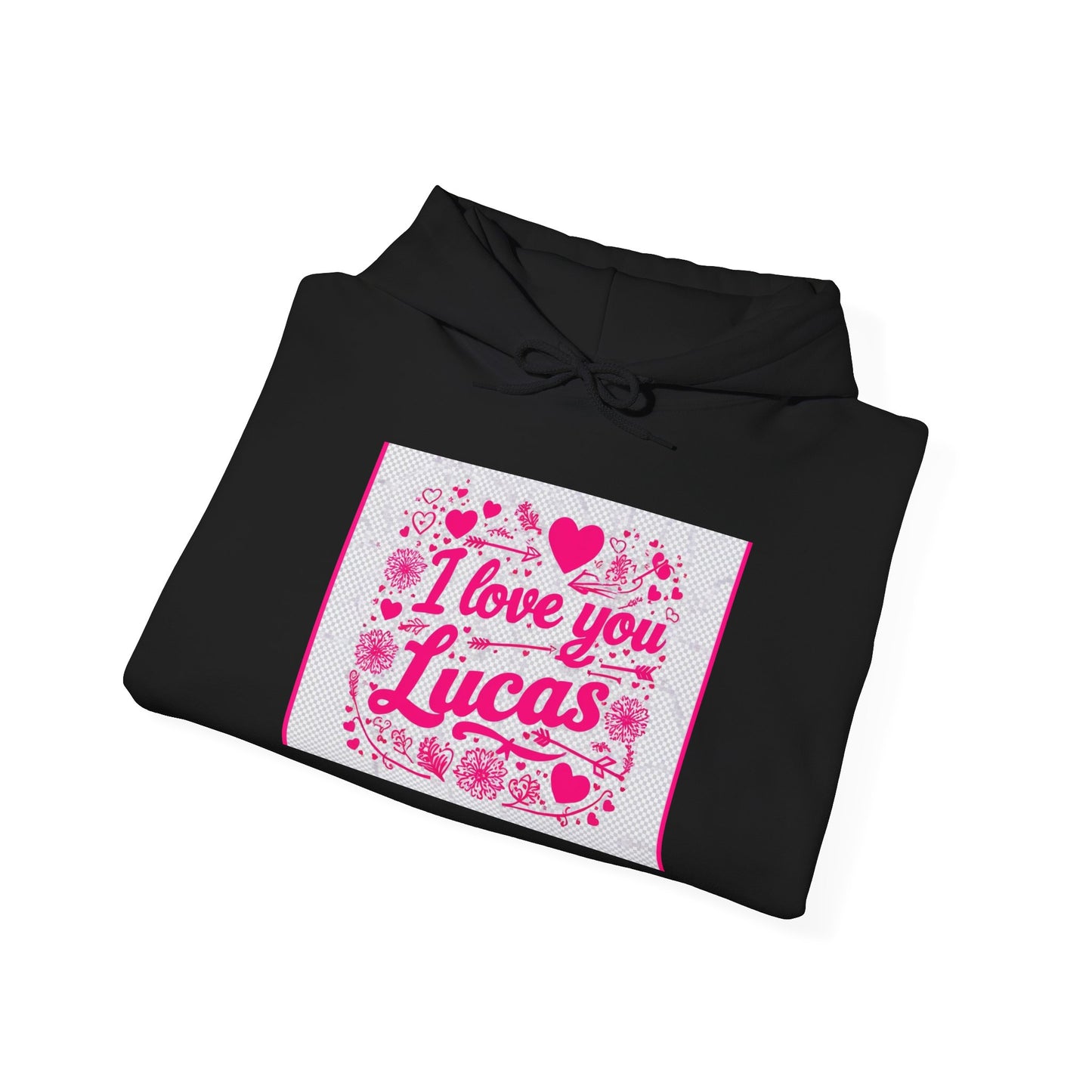 “Valentine special - Express Your Love - I Love You, Lucas Hooded Sweatshirt”