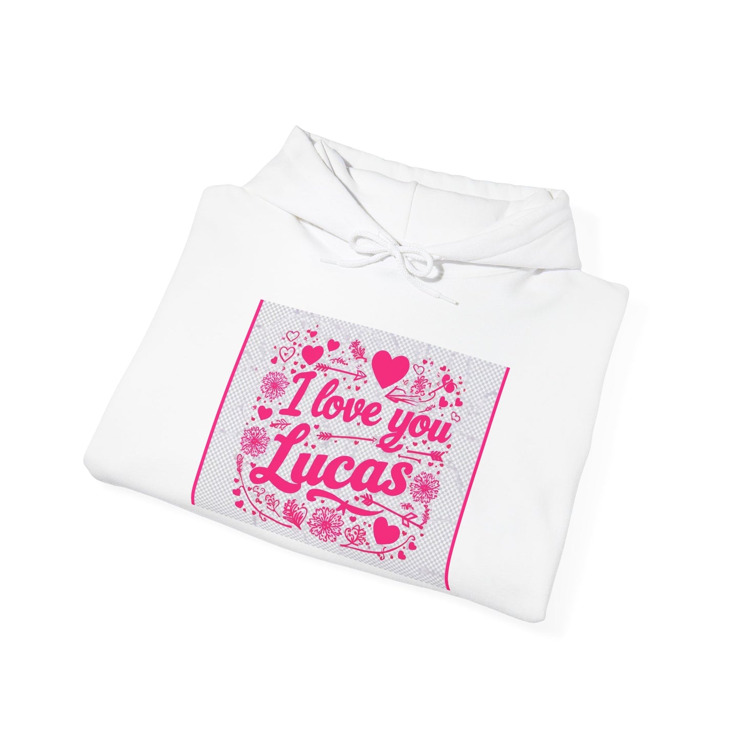 “Valentine special - Express Your Love - I Love You, Lucas Hooded Sweatshirt”