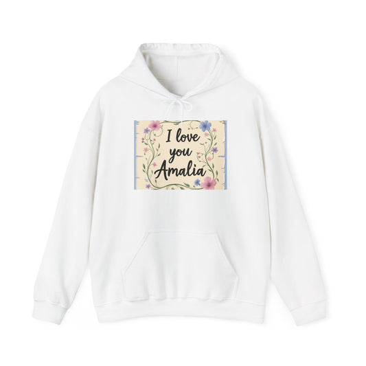 “Valentine special - Express Your Love - I Love You, Amalia Hooded Sweatshirt”