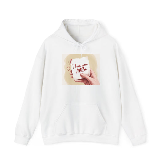 “Valentine special - Express Your Love - I Love You, Mila Hooded Sweatshirt”