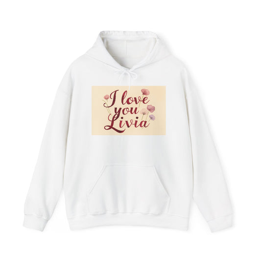 “Valentine special - Express Your Love - I Love You, Livia Hooded Sweatshirt”