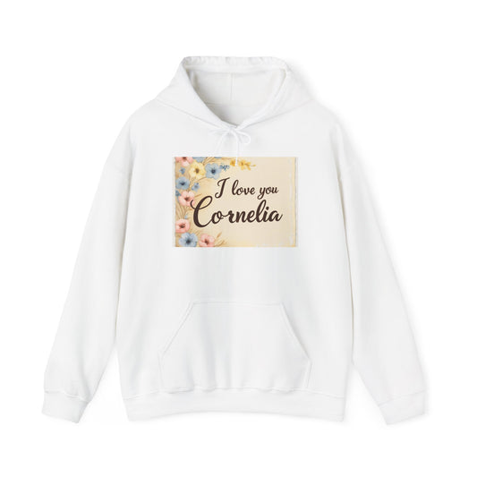 “Valentine special - Express Your Love - I Love You, Cornelia Hooded Sweatshirt”