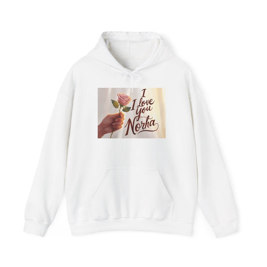 “Valentine special - Express Your Love - I Love You, Norha Hooded Sweatshirt”