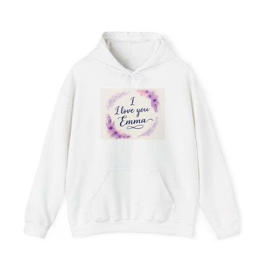 “Valentine special - Express Your Love - I Love You, Emma Hooded Sweatshirt”