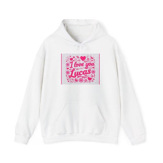 “Valentine special - Express Your Love - I Love You, Lucas Hooded Sweatshirt”