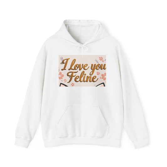 “Valentine special - Express Your Love - I Love You, Feline Hooded Sweatshirt”