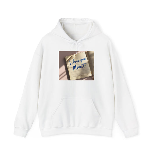 “Valentine special - Express Your Love - I Love You, Marit Hooded Sweatshirt”