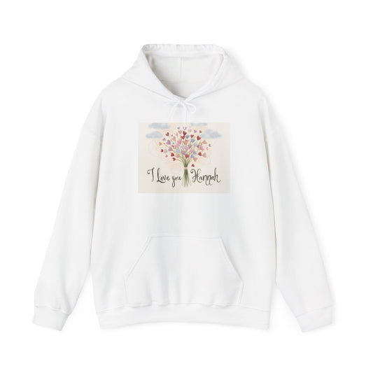 “Valentine special - Express Your Love - I Love You, Hannah Hooded Sweatshirt”