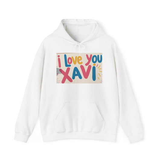 “Valentine special - Express Your Love - I Love You, Xavi Hooded Sweatshirt”