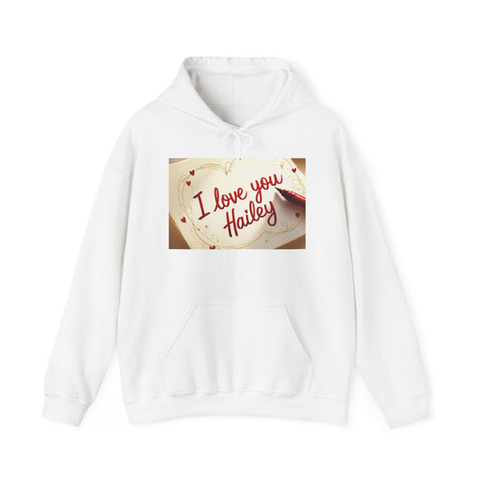 “Valentine special - Express Your Love - I Love You, Hailey Hooded Sweatshirt”