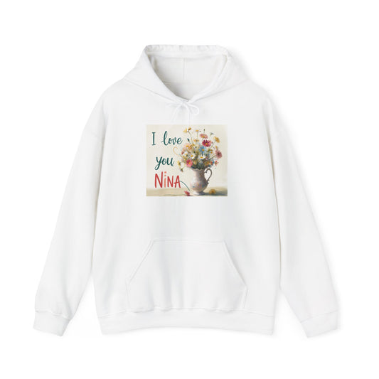 “Valentine special - Express Your Love - I Love You, Nina Hooded Sweatshirt”